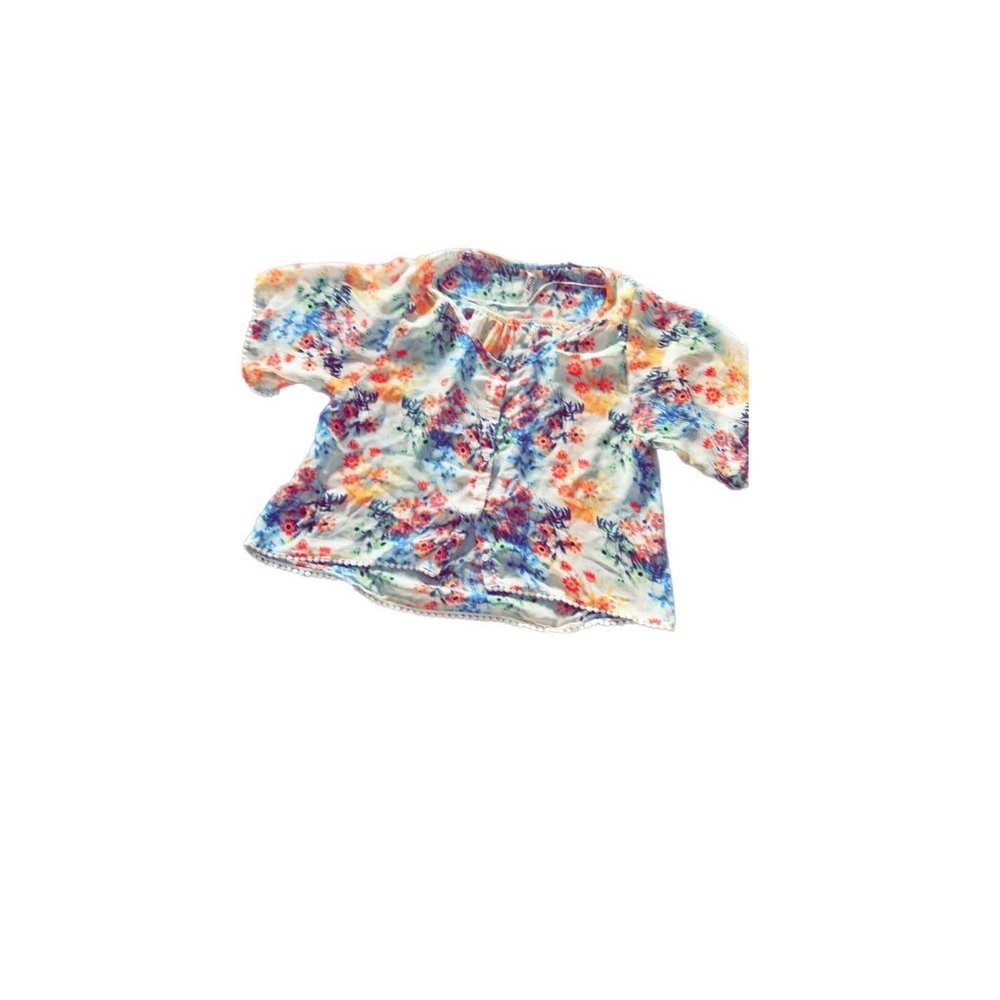 Womens Floral Blouse Jr Girls Lightweight Top-size L